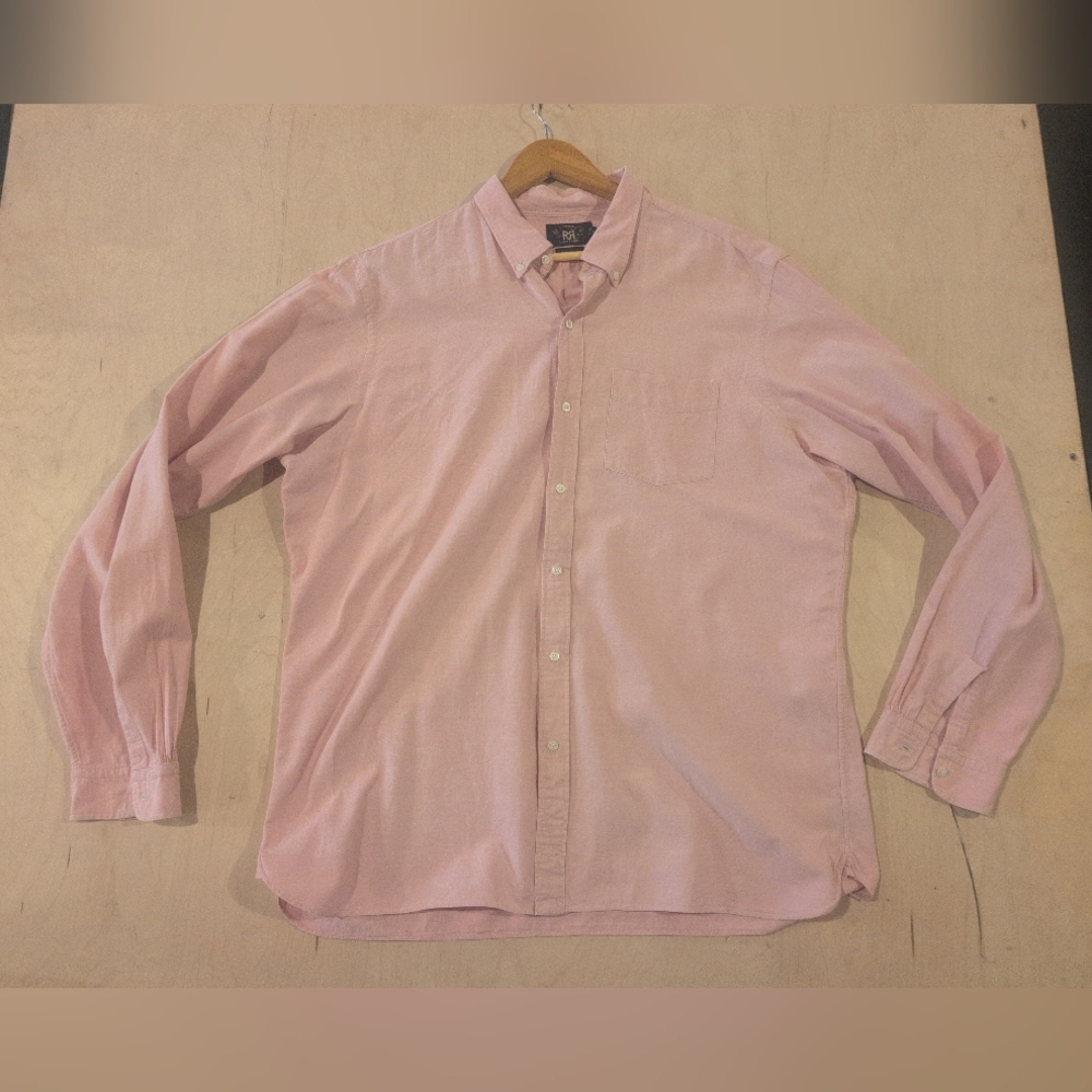 Double RL (RRL) Men's Pink Oxford Cloth Button Down Shirt, Size XL
